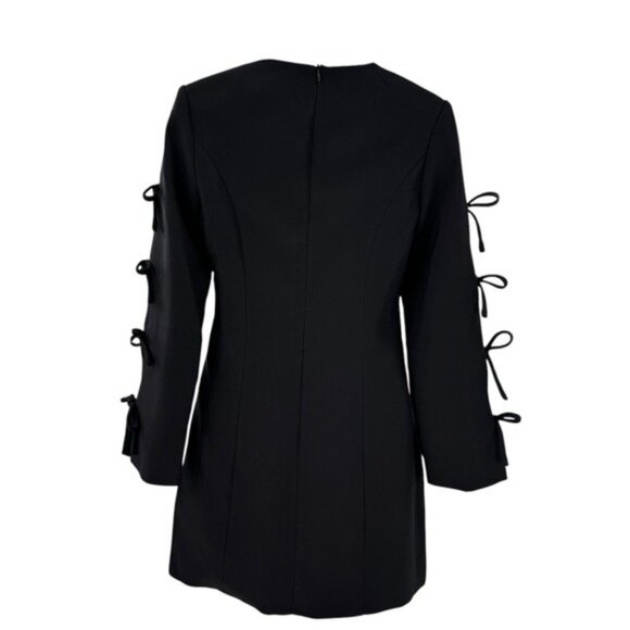 Hyacinth House NEW Black Bow Long Sleeve Belinda Cocktail Mini Dress Size XS - Picture 7 of 11